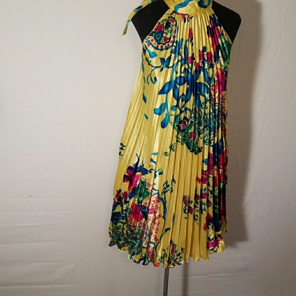 Boutique style halter dress. Floral pleated